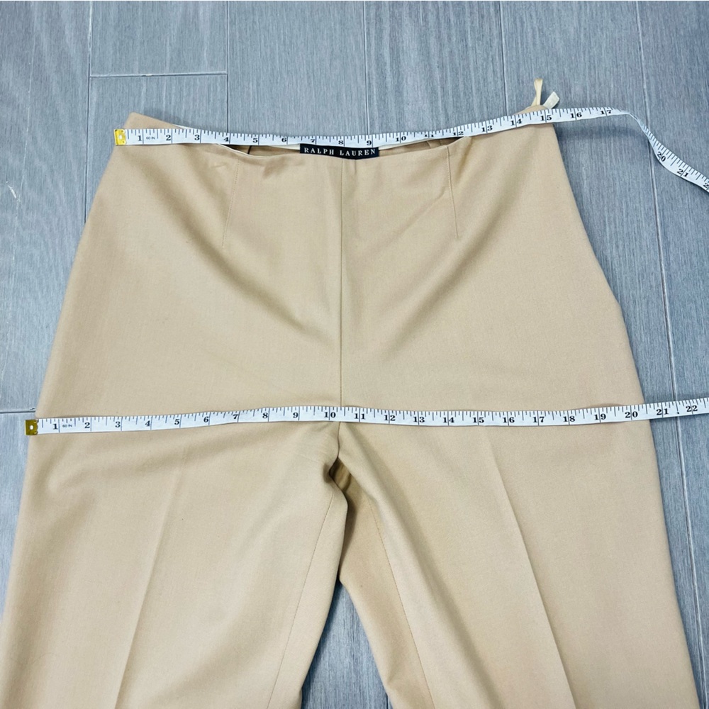 RALPH LAUREN Black Label High Rise Crop Beige Camel Wool Dress Pants Trousers 12 - Picture 13 of 15